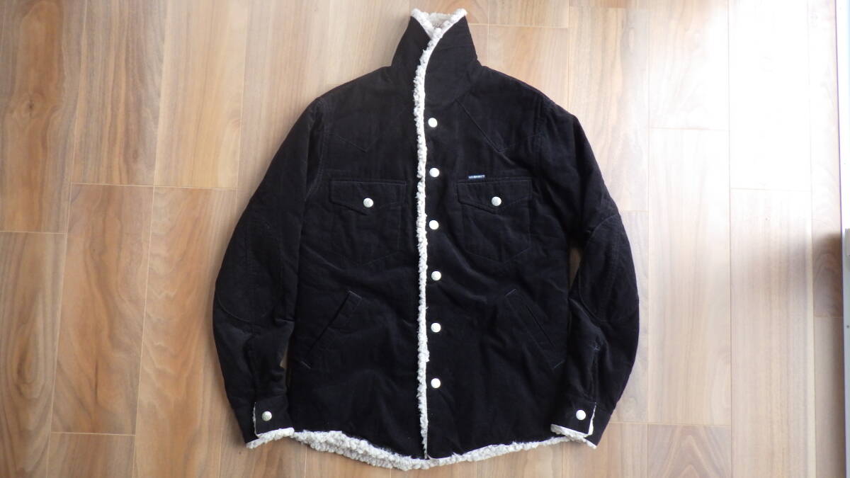 【HOLLYWOOD RANCH MARKET コーディロイ ボア ジャケット 黒】ハリウッドランチマーケット サイズ3 希少Lサイズ 防寒 日本製 美品_画像1