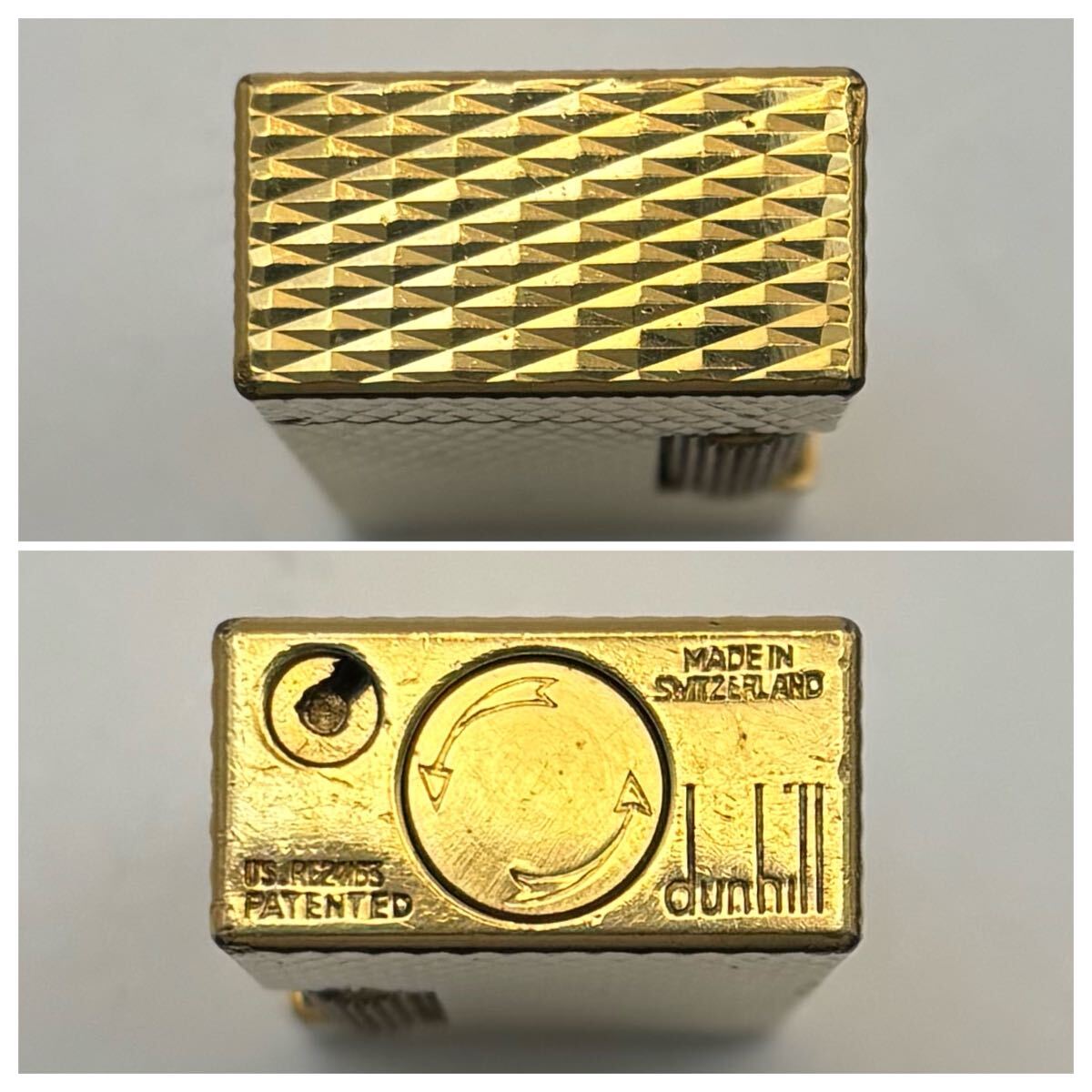 1000円? ジャンク 外観美品 dunhill ダンヒル ローラー式 ガスライター ゴールド ダイヤモンドカット 喫煙具 ヴィンテージ 