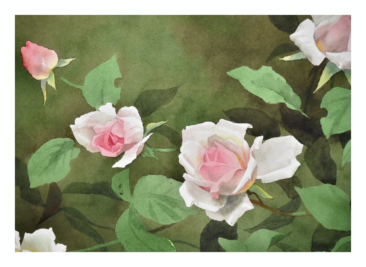祥【真作】 藤井勉 「 薔薇(仮題) 」水彩 20号 サイン有 ホキ美術館 安井賞展佳作賞 直筆 少女で人気の作家 今週限定 【ギャラリー祥】_画像4