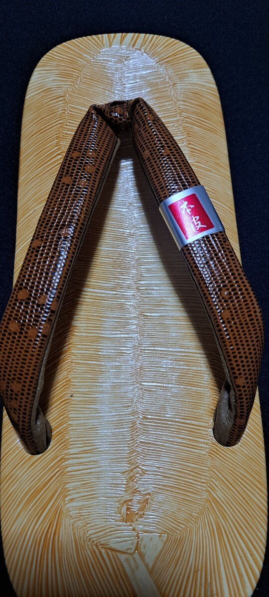 新品　試着　和装履物　都　トカゲ　雪駄　　 牛革底　 男性用　5枚通_画像3