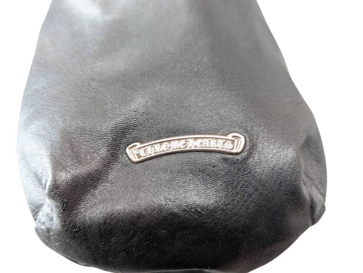 CHROME HEARTS クロムハーツ DRW STRNG SACK CRS PATCH ドローストリング サックレザー 巾着ハンドバッグ ブラック_画像3
