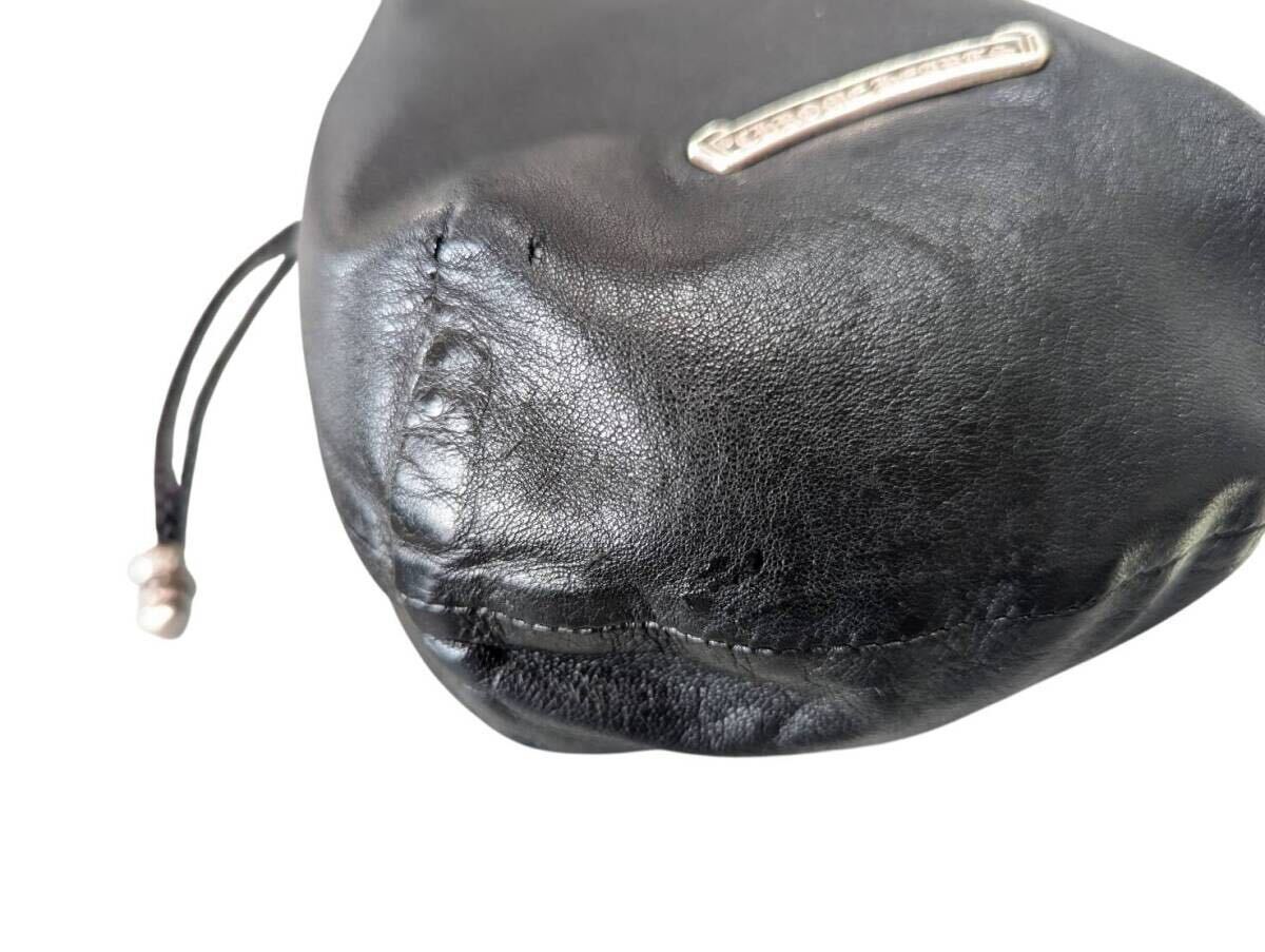 CHROME HEARTS クロムハーツ DRW STRNG SACK CRS PATCH ドローストリング サックレザー 巾着ハンドバッグ ブラック_画像6