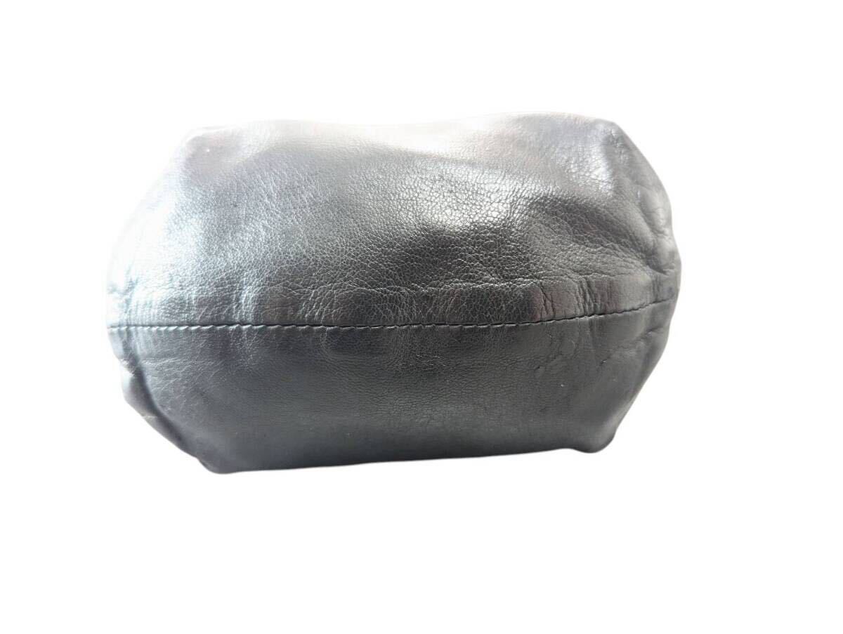 CHROME HEARTS クロムハーツ DRW STRNG SACK CRS PATCH ドローストリング サックレザー 巾着ハンドバッグ ブラック_画像7