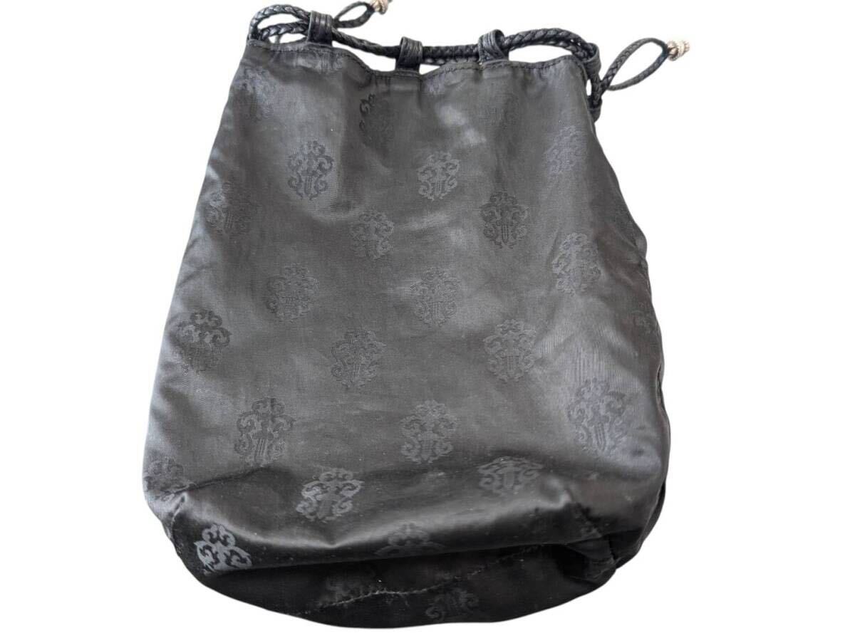 CHROME HEARTS クロムハーツ DRW STRNG SACK CRS PATCH ドローストリング サックレザー 巾着ハンドバッグ ブラック_画像8