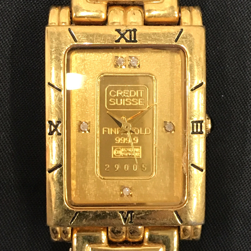 クレディスイス クォーツ 腕時計 ペアウォッチ FK-928-C / FK-929-C 未稼働品 スクエアフェイス 計2点 セット_画像2