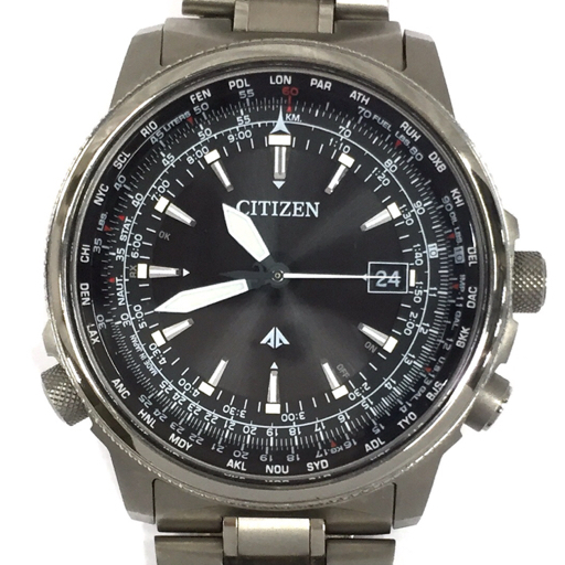 シチズン プロマスター エコドライブ デイト 腕時計 メンズ H145-T019391 チタン ブラック文字盤 稼働品 QH112-38_画像1