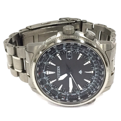 シチズン プロマスター エコドライブ デイト 腕時計 メンズ H145-T019391 チタン ブラック文字盤 稼働品 QH112-38_画像4