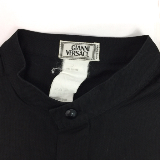  Gianni * Versace . размер 46 частота цвет хлопок рубашка хлопок 100% мужской черный tops Италия производства 