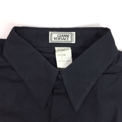 ジャンニヴェルサーチ サイズ 46 長袖 ロングスリーブ シャツ メンズ 紺系 ネイビー系 コットン GIANNI VERSACE_画像2
