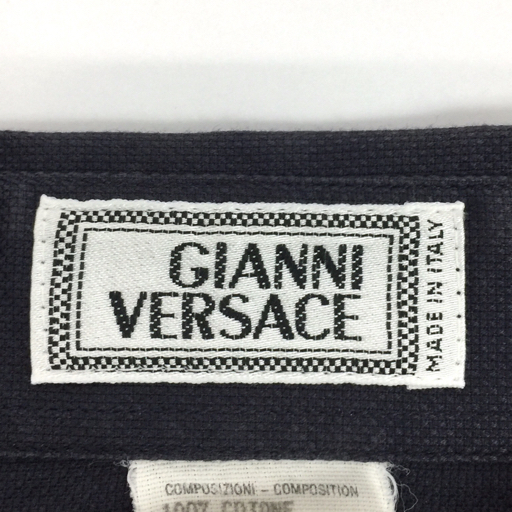 ジャンニヴェルサーチ サイズ 46 長袖 ロングスリーブ シャツ メンズ 紺系 ネイビー系 コットン GIANNI VERSACE_画像7