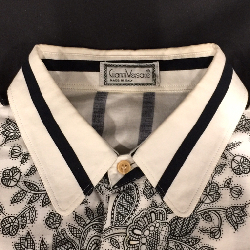  Gianni Versace размер 46 полоса рисунок длинный рукав рубашка с длинным рукавом мужской хлопок tops GIANNI VERSACE
