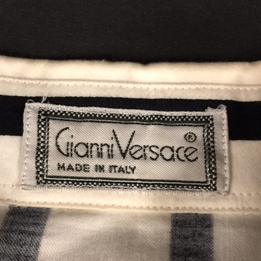  Gianni Versace размер 46 полоса рисунок длинный рукав рубашка с длинным рукавом мужской хлопок tops GIANNI VERSACE