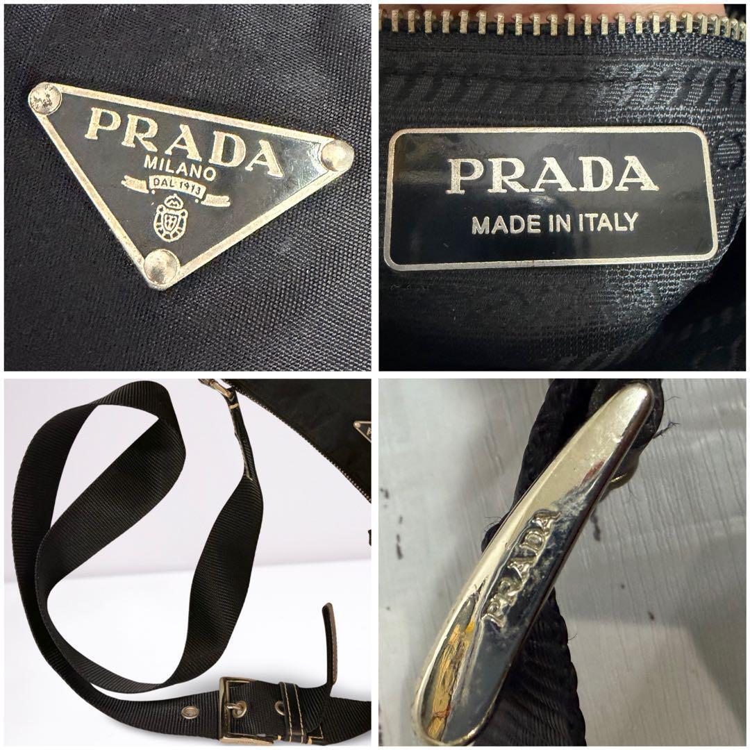 【正規品】PRADA プラダ ショルダーバッグ 肩掛け 斜め掛け レザー 切り替え ブラック 黒 ナイロン レザー 三角ロゴ メンズ レディース_画像10