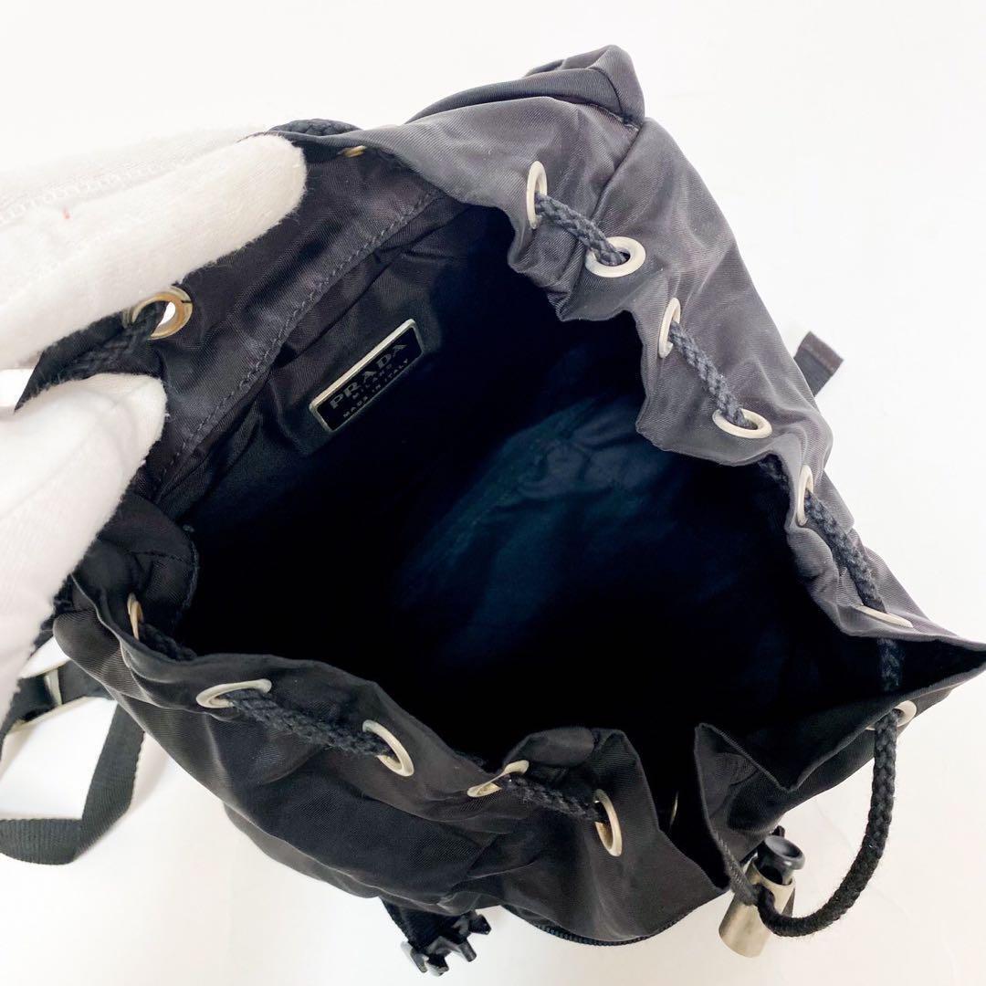 【正規品】PRADA プラダ バックパック リュックサック バッグ カバン 三角ロゴ ナイロン レザー ブラック 黒 白タグ 正規品 A4可能 大容量_画像9