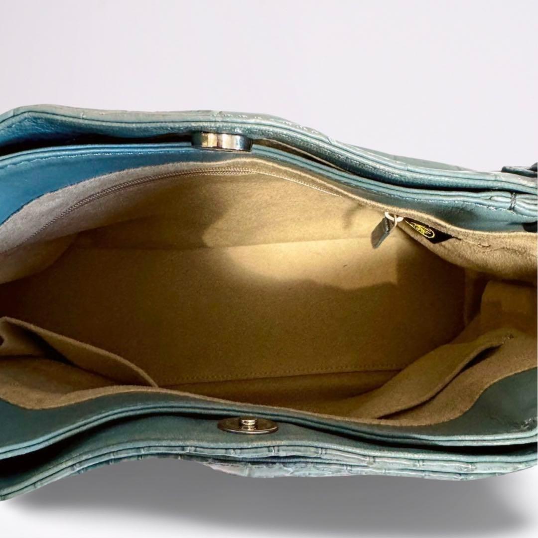 【JRA認定】クロコダイル クロコ ワニ革 ハンドバッグ トートバッグ 日本製 グリーン系 緑 レディース_画像8