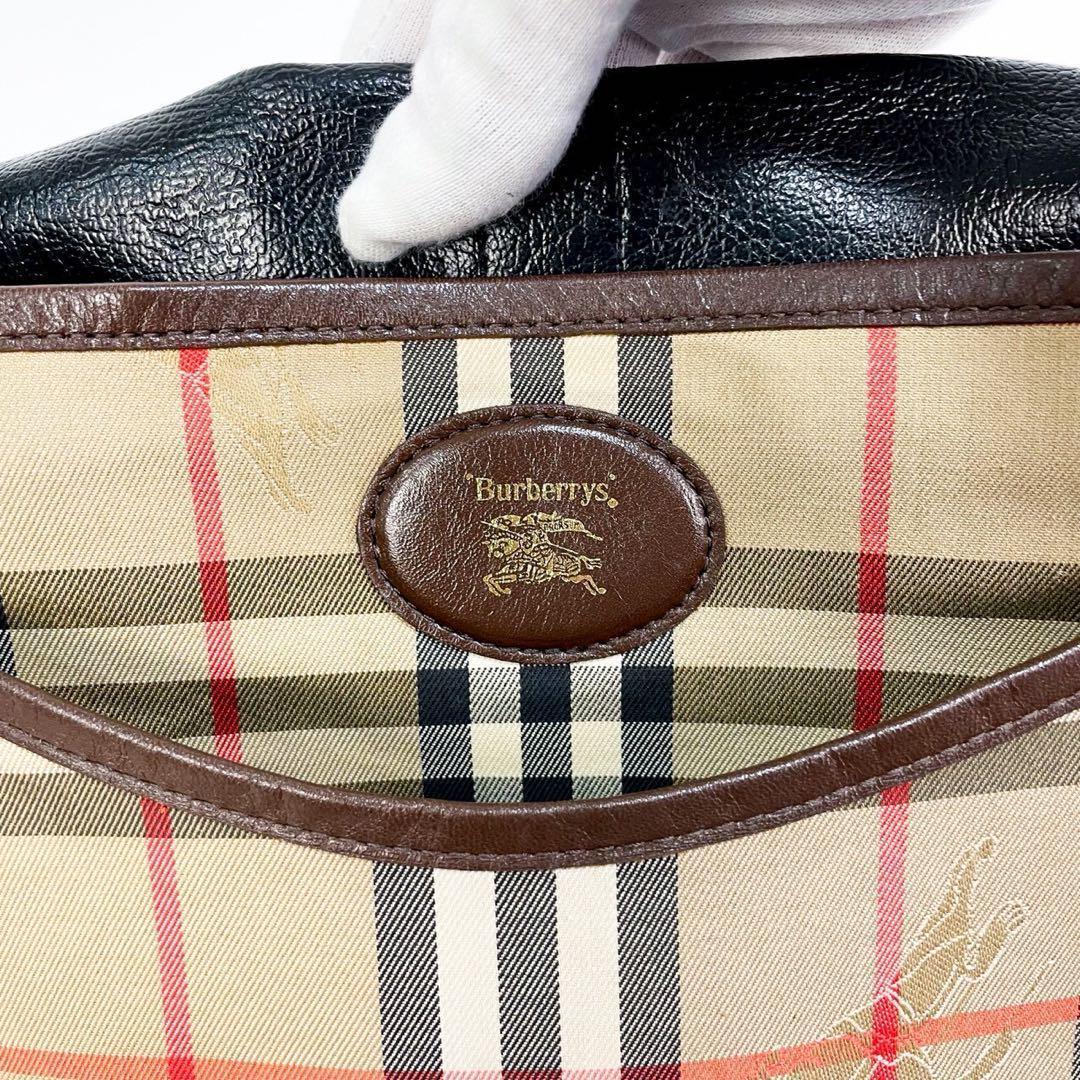 【正規品】Burberrys バーバリー ショルダーバッグ 肩掛け ノバチェック ホースロゴ ベージュ ブラウン 茶系 キャンバス レザー レディース_画像10