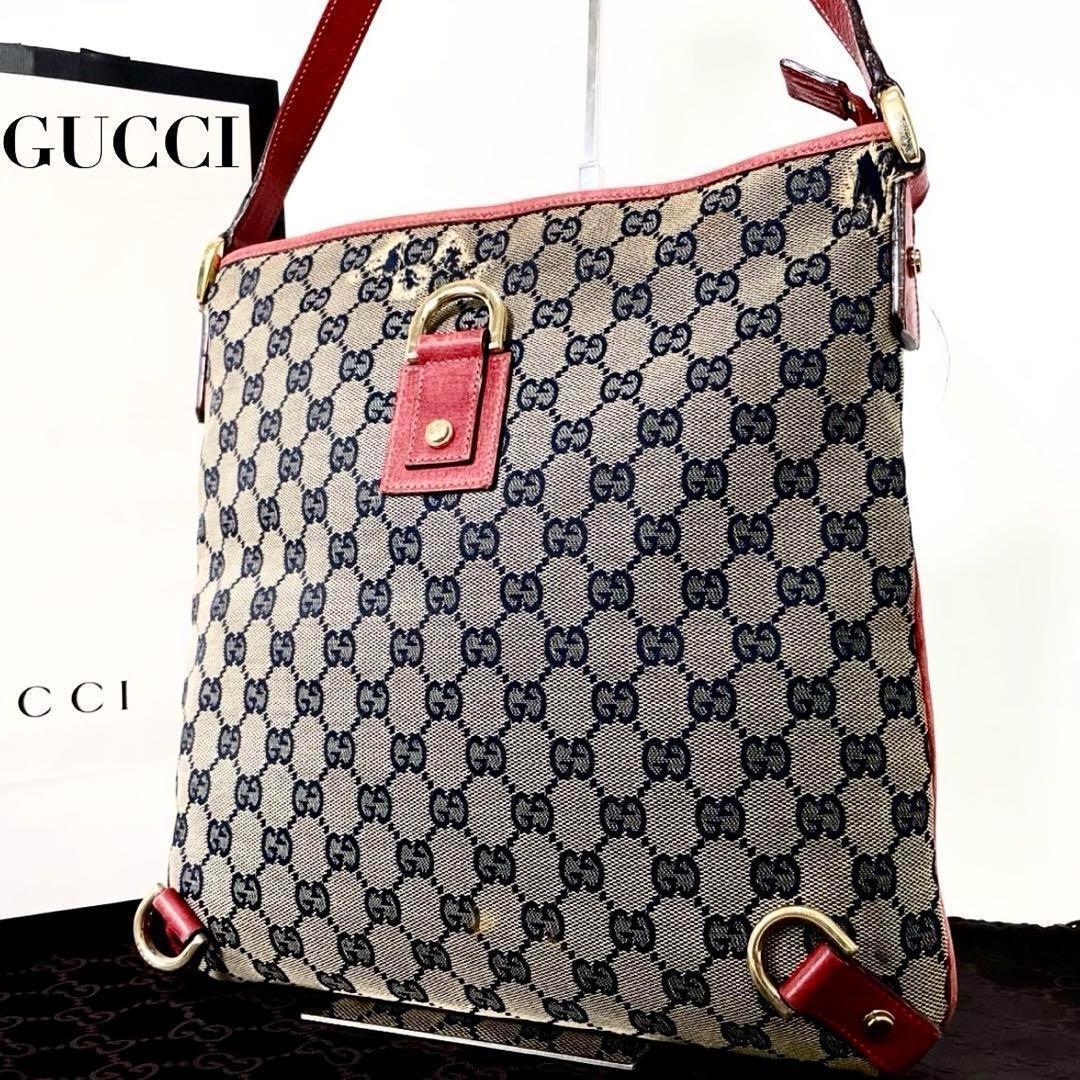 【正規品】GUCCI グッチ ショルダーバッグ GG柄 ベージュ×レッド(GG柄) キャンバス×レザー メンズ レディース ユニセックス_画像1