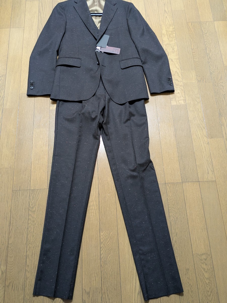 1〜!新品 パーソンズフォーメン ネップ 濃茶  ウール 3ピース スーツ A4 ダークブラウン 激シブ クラシカル  メンズ 秋冬 ベスト _画像1