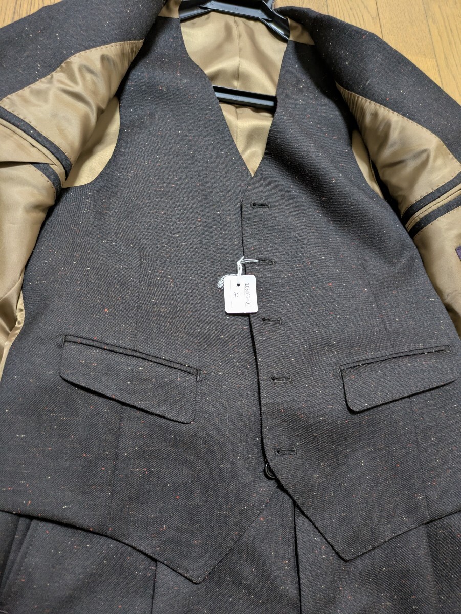 1〜!新品 パーソンズフォーメン ネップ 濃茶  ウール 3ピース スーツ A4 ダークブラウン 激シブ クラシカル  メンズ 秋冬 ベスト _画像5