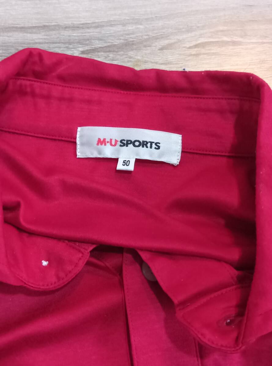 サイズ50(L?)■M・U SPORTS/エムユースポーツ■長袖ポロシャツ■レッド■used●送料無料● _画像3