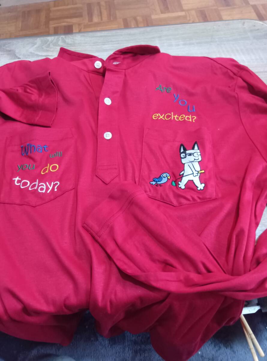 サイズ50(L?)■M・U SPORTS/エムユースポーツ■長袖ポロシャツ■レッド■used●送料無料● _画像4