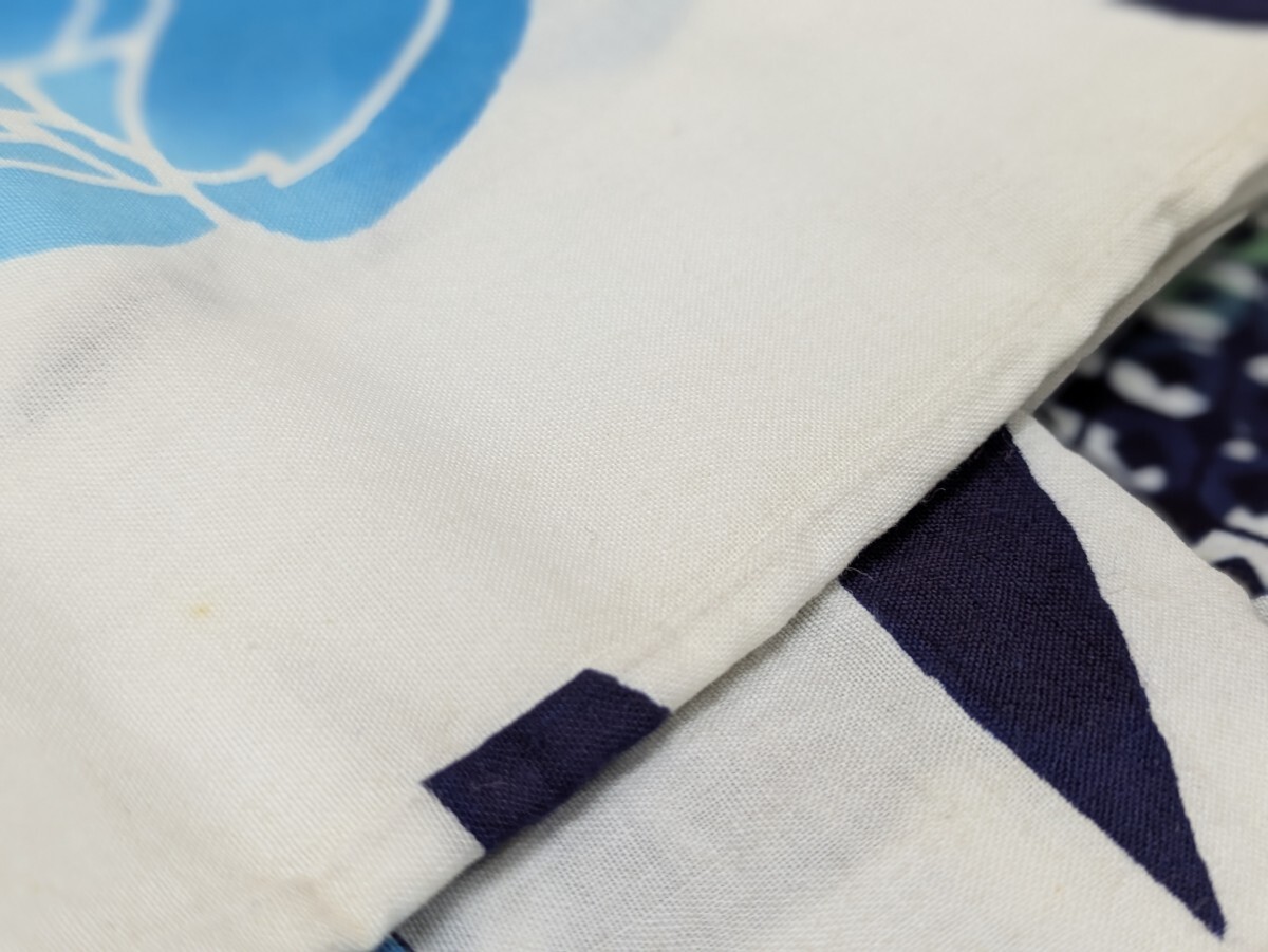 浴衣 ゆかた 5枚 まとめ売り 和柄 花柄 扇子 レトロ柄 着物 和装 和服 リメイク 中古品 コレクション 夏祭り 奈良発_画像6