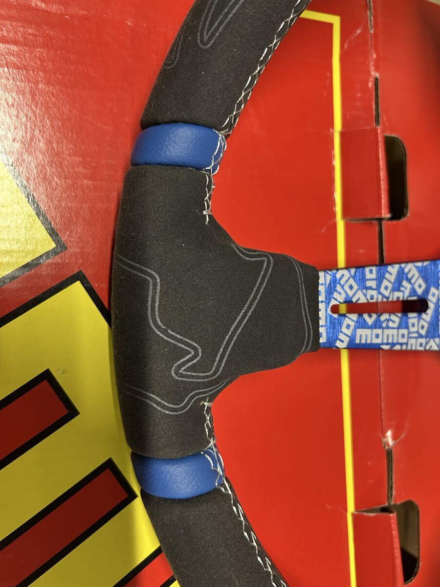 MOMO ステアリング 350ミリφ35 ブルー ホーンボタン付き_画像3