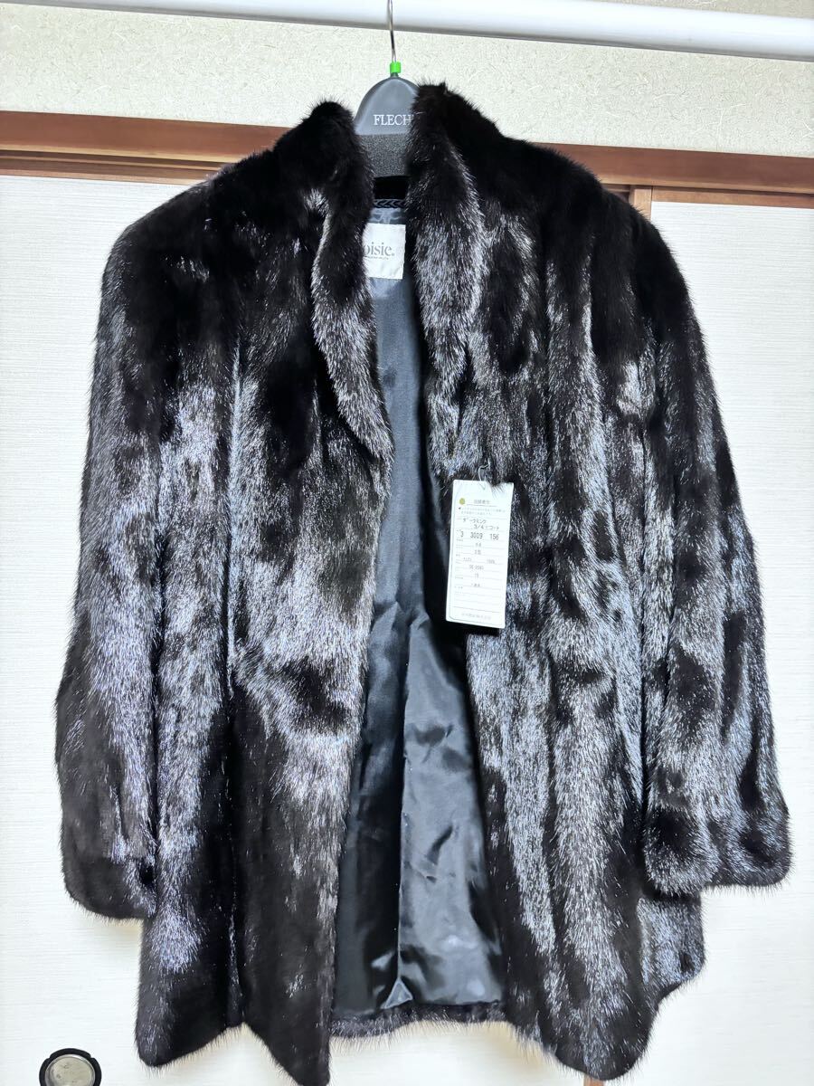 【AC-8】毛皮　3/4丈コート　ロングコート　Malvoisie　ダークミンク　ROTINY　現状品_画像1