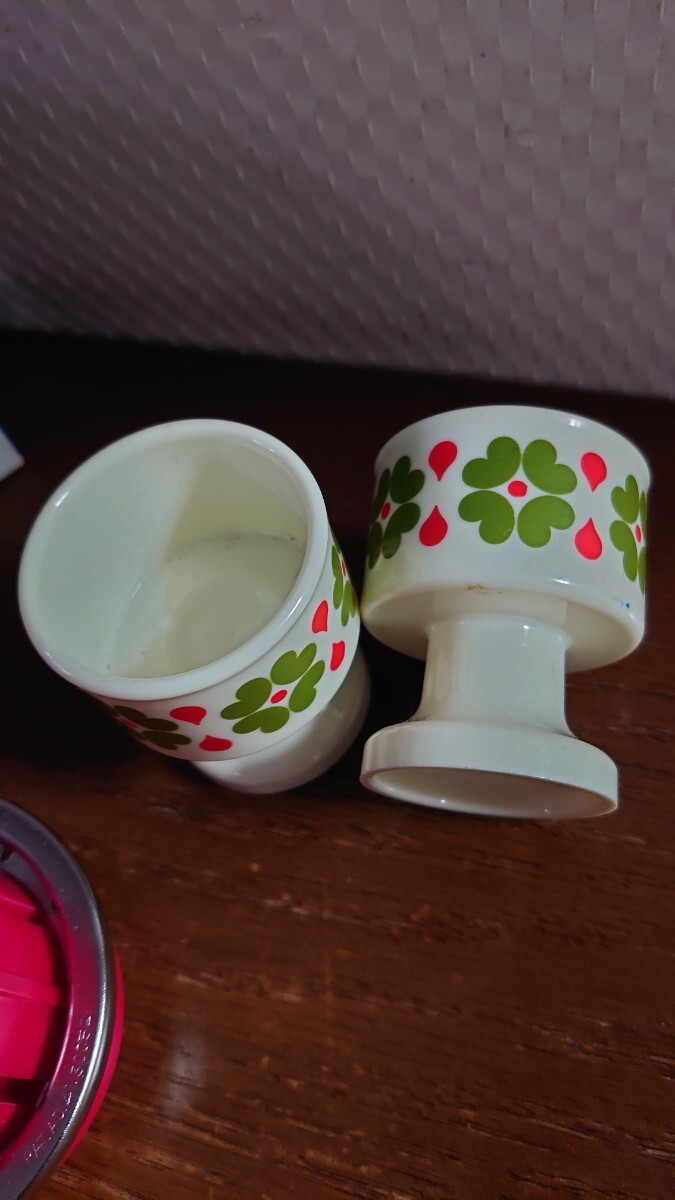 昭和レトロ　四つ葉のクローバー　エッグスタンド/卵切器　まとめて　キッチン雑貨　未使用_画像3