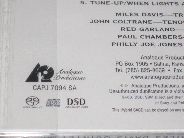 Analogue Productions SACD★マイルス・デイヴィス★COOKIN'★MILES DAVISの画像4