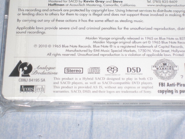 Analogue Productions SACD★ハービー・ハンコック★処女航海★HERBIE HANCOCKの画像5