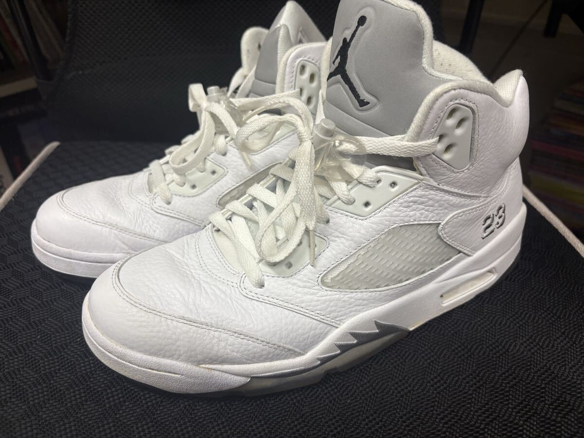 AIR JORDAN 5 RETRO WHITE/BLACK-METALLIC SILVER 27.5CM/ US9.5 ジャンク_画像1