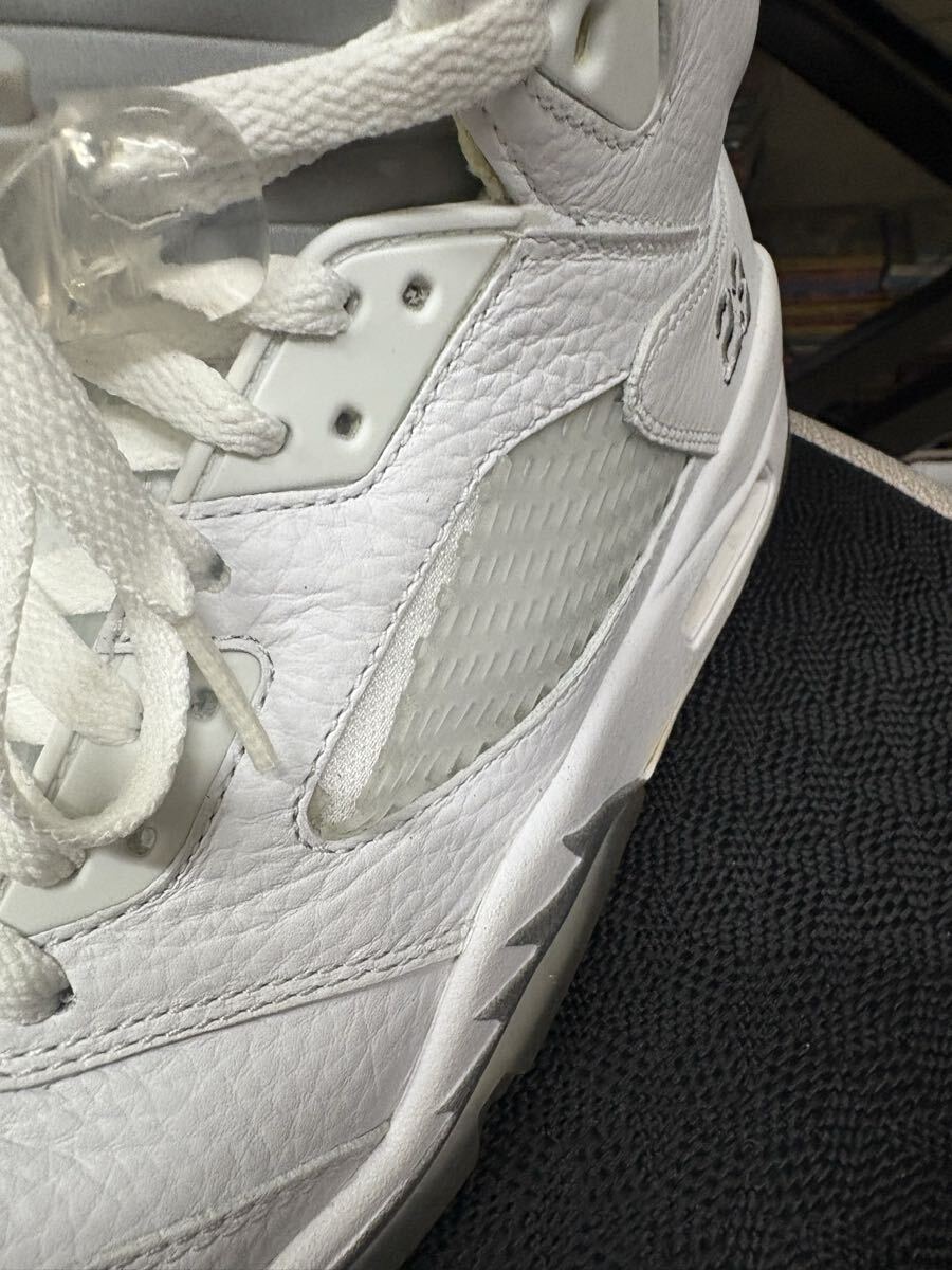 AIR JORDAN 5 RETRO WHITE/BLACK-METALLIC SILVER 27.5CM/ US9.5 ジャンク_画像5