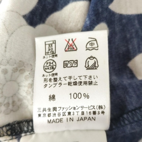 レオナール LEONARD 半袖Tシャツ サイズLL - ダークネイビー×白×マルチ レディース Vネック/花柄 美品 トップス_画像5