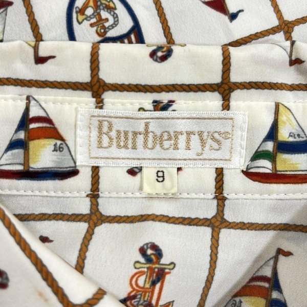 バーバリーズ Burberry's 長袖シャツブラウス サイズ9 M - アイボリー×ブラウン×マルチ レディース エンブレム柄 美品 トップス_画像3