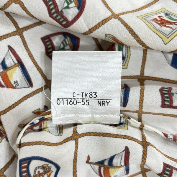 バーバリーズ Burberry's 長袖シャツブラウス サイズ9 M - アイボリー×ブラウン×マルチ レディース エンブレム柄 美品 トップス_画像5