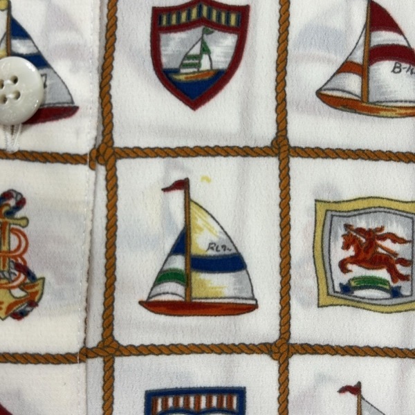 バーバリーズ Burberry's 長袖シャツブラウス サイズ9 M - アイボリー×ブラウン×マルチ レディース エンブレム柄 美品 トップス_画像6