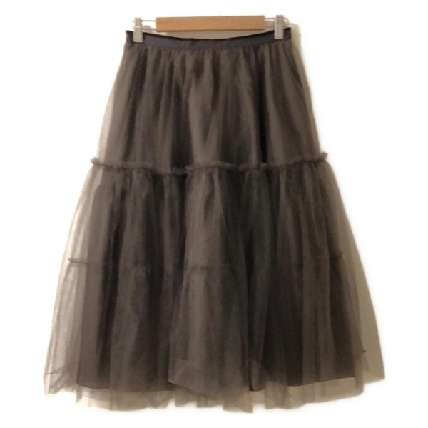 フォクシー FOXEY ロングスカート サイズ40 M 41823 - ダークブラウン レディース チュール ボトムス