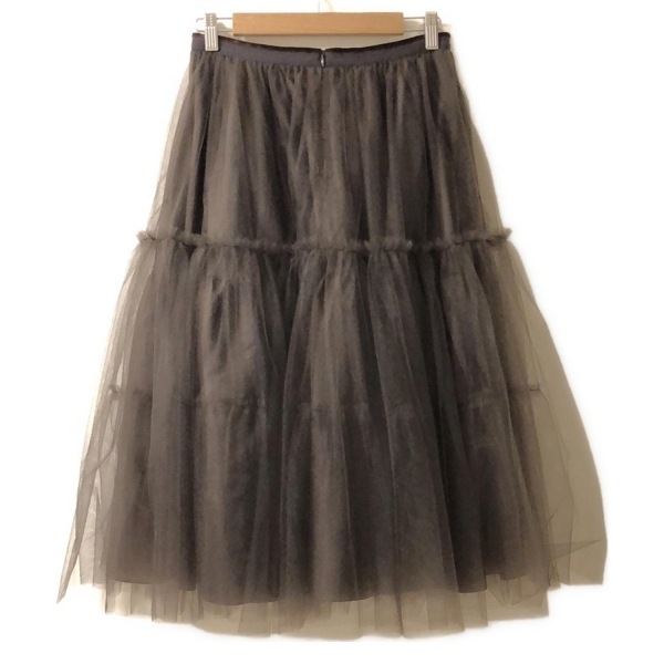 フォクシー FOXEY ロングスカート サイズ40 M 41823 - ダークブラウン レディース チュール ボトムス