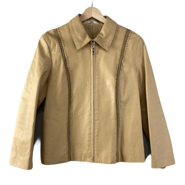 ダックス DAKS ブルゾン サイズ11AR M - ベージュ レディース 長袖/レザー/編み込み/ジップアップ/春/秋 ジャケット_画像1