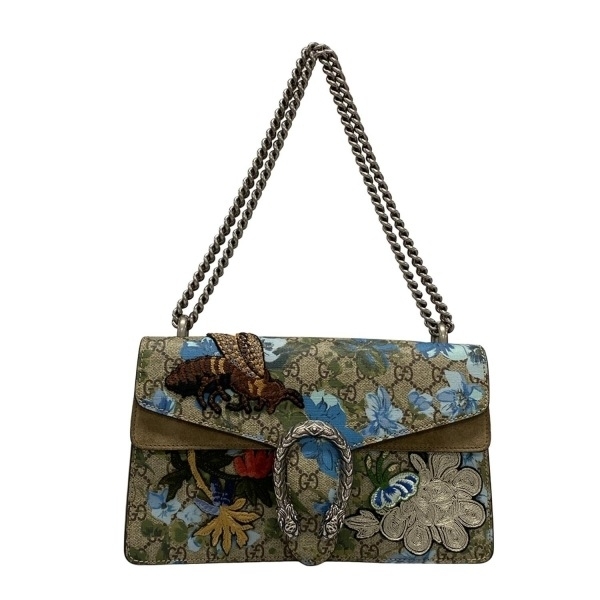 グッチ GUCCI ショルダーバッグ 400249 ディオニュソス，GGブルームス ベージュ×ライトブルー×マルチ チェーンショルダー/ワッペン バッグ