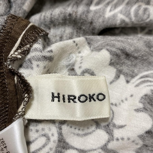 ヒロココシノ HIROKO KOSHINO スカートセットアップ - ダークブラウン×白×ライトブラウン レディース 花柄/一部シースルー/フリル_画像3