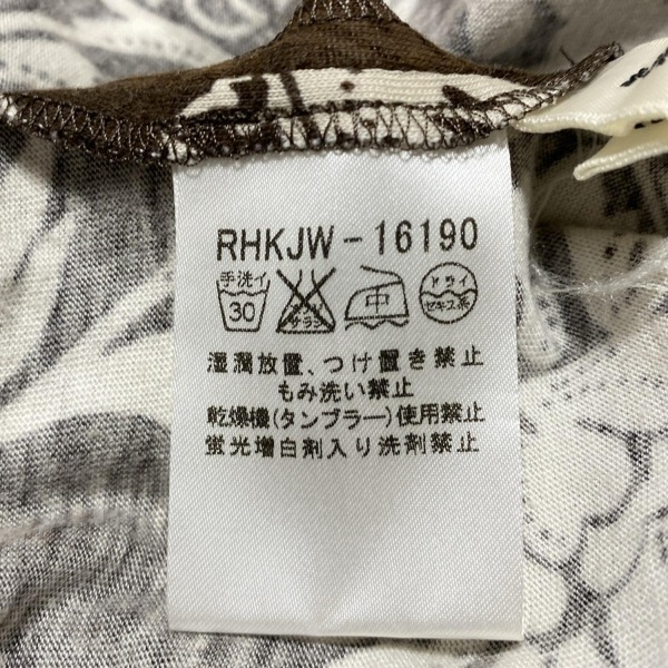 ヒロココシノ HIROKO KOSHINO スカートセットアップ - ダークブラウン×白×ライトブラウン レディース 花柄/一部シースルー/フリル_画像6