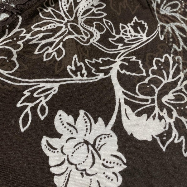 ヒロココシノ HIROKO KOSHINO スカートセットアップ - ダークブラウン×白×ライトブラウン レディース 花柄/一部シースルー/フリル_画像8