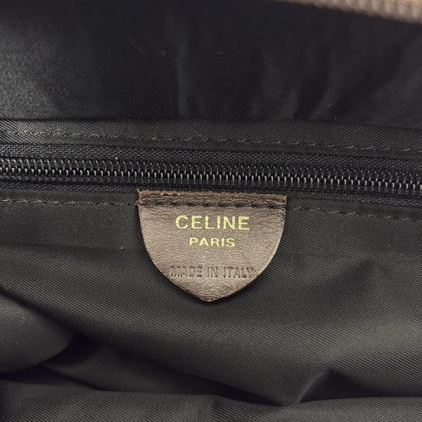 セリーヌ CELINE ハンドバッグ サークルロゴ レザー カーキ×ダークブラウン バッグ_画像8