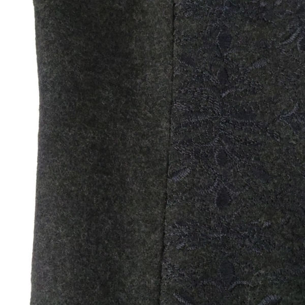  paul (pole) Stuart PaulStuart размер 6 M - темно-серый × темный темно-синий женский вырез лодочкой / длинный рукав / длинный / вышивка прекрасный товар One-piece 