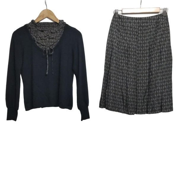 ポールスチュアート PaulStuart スカートセットアップ - ダークネイビー×ダークグレー×マルチ レディース ニット/フリル