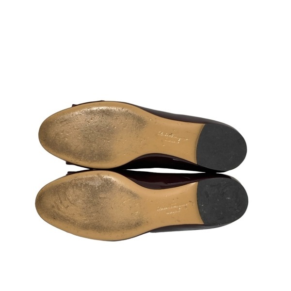 サルバトーレフェラガモ FERRAGAMO/SalvatoreFerragamo フラットシューズ 4 1/2 D - レザー ボルドー×ゴールド レディース ヴァラ 靴_画像4