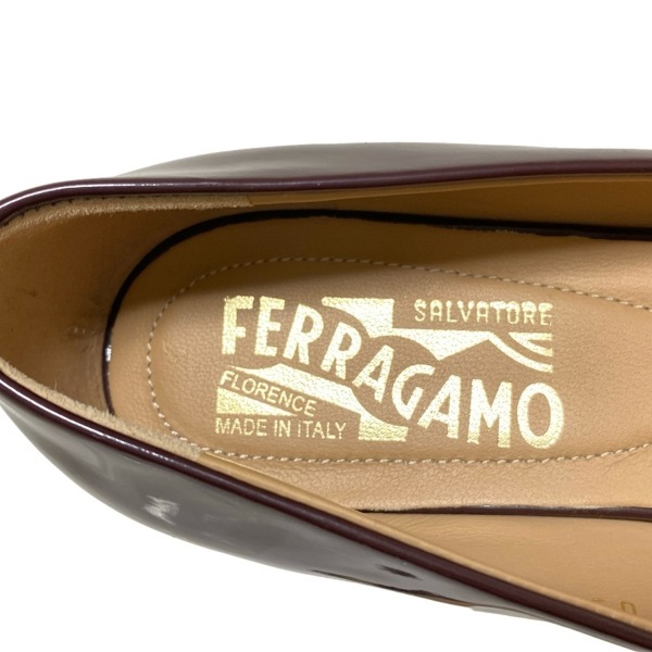 サルバトーレフェラガモ FERRAGAMO/SalvatoreFerragamo フラットシューズ 4 1/2 D - レザー ボルドー×ゴールド レディース ヴァラ 靴_画像5