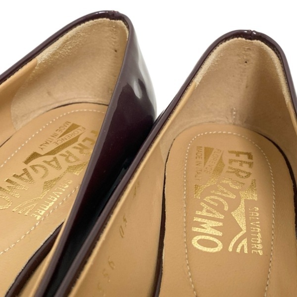 サルバトーレフェラガモ FERRAGAMO/SalvatoreFerragamo フラットシューズ 4 1/2 D - レザー ボルドー×ゴールド レディース ヴァラ 靴_画像7